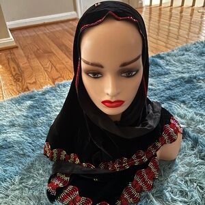 Elegant Black and Red Women's Headscarf